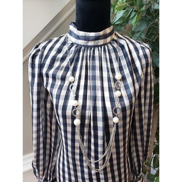 H&M Top Blouse Women's Medium Multicolor 100% Polyester Long Sleeve Halter Neck - Picture 10 of 16